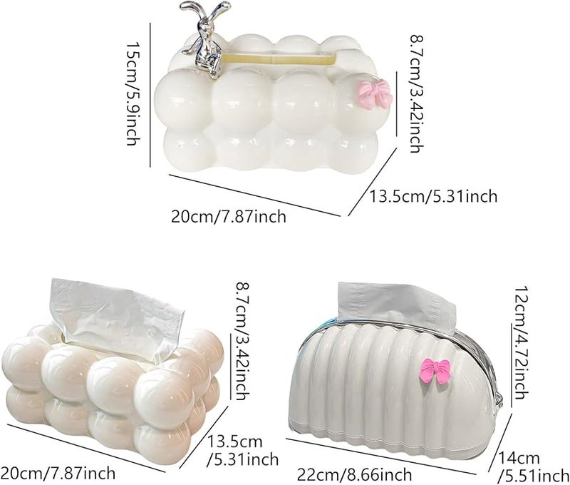 Bow Color Rabbit Design Tissue Box Holder for Home and Office Use - Image 3